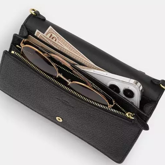 NWT Coach Women's Anna Foldover Clutch Crossbody Bag Gold/Black CX592 - Picture 4 of 5